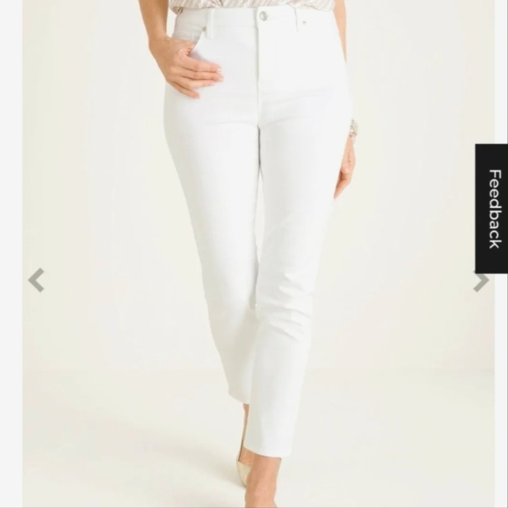 Chico's White Jeans Fabulously Slimming Straight Leg 4 6 XS Denim Summer